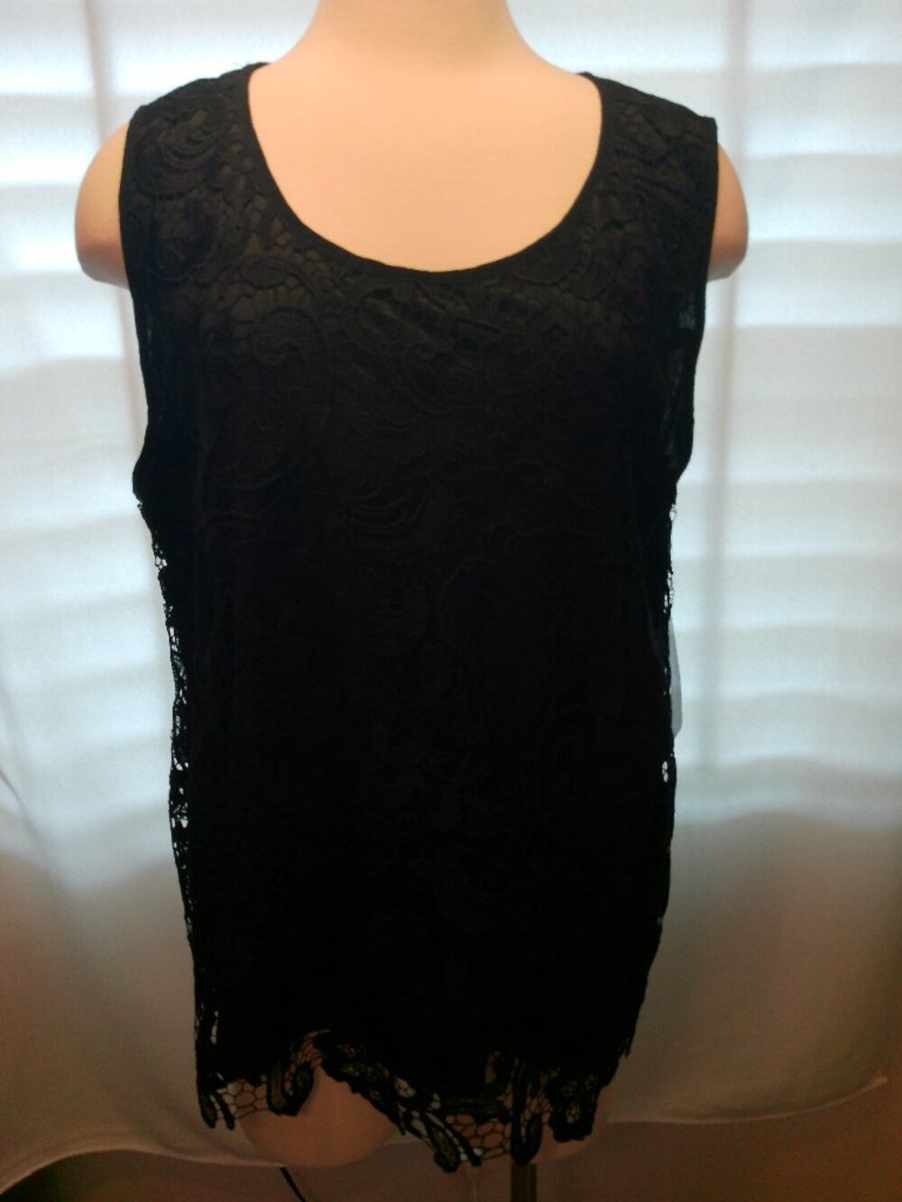 Blouse One Clothing Black Lace Overlay Sleeveless Size 1X